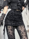 70er Spitzen-Schlaghose mit Rock-Overlay und Raffung