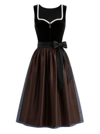 Schwarzes & Weißes 50er Kleid mit Herzausschnitt und Besatz