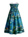 [Übergröße] Blaues 50er Kleid mit Lilien