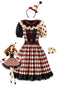 Rot-schwarzes 50er Clown-Kleid mit Polka-Dots und Puffärmeln