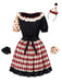 Rot-schwarzes 50er Clown-Kleid mit Polka-Dots und Puffärmeln