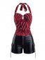 40er Set mit Zebra-Neckholder-Top und Ledershorts