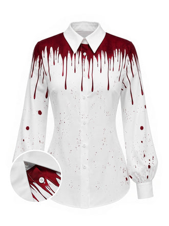 40er Halloween-Hemd mit Blutflecken-Print