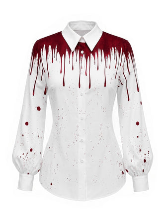 40er Halloween-Hemd mit Blutflecken-Print