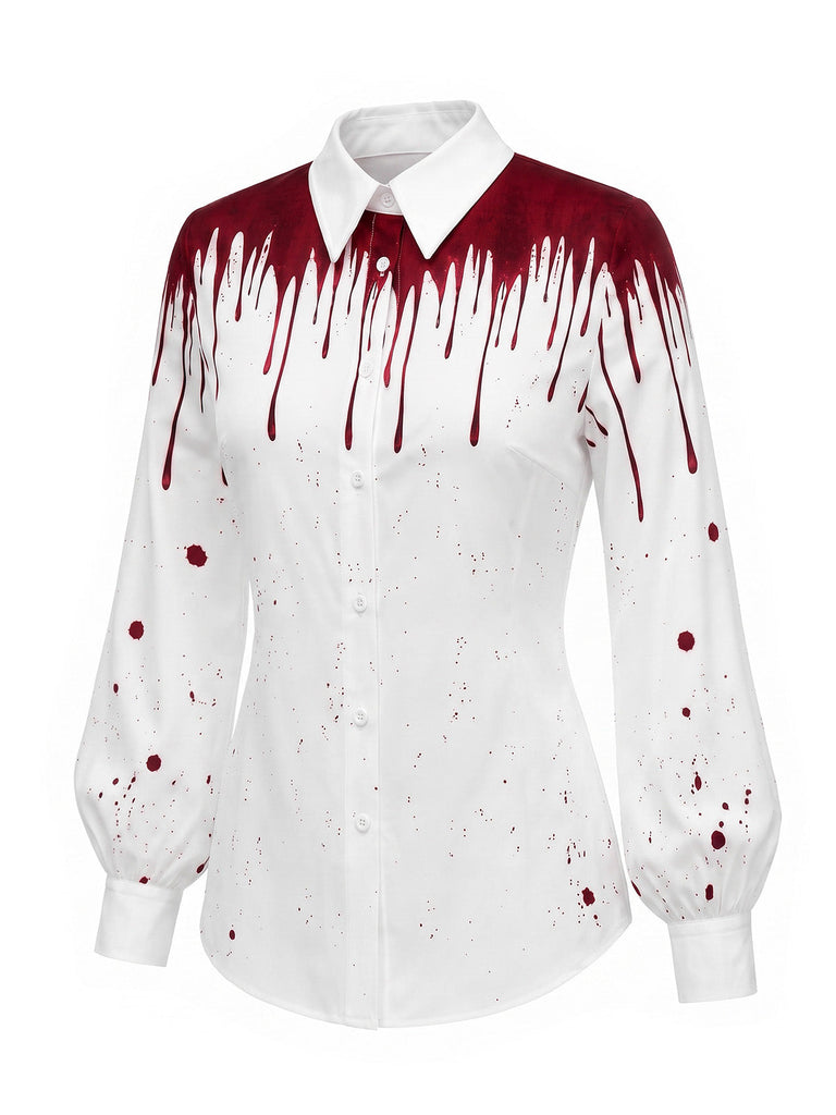 40er Halloween-Hemd mit Blutflecken-Print