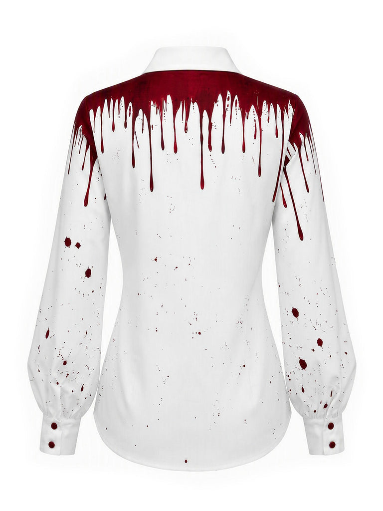 40er Halloween-Hemd mit Blutflecken-Print