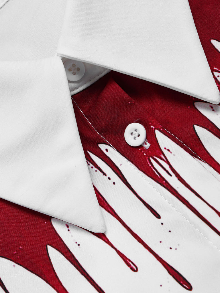 40er Halloween-Hemd mit Blutflecken-Print