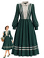 [Vorverkauf] 70er Kleid mit Rüschen-Puppenkragen und Langarm
