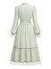 Viktorianisches 30er Blumenkleid mit Spitzenbesatz und Puffärmeln