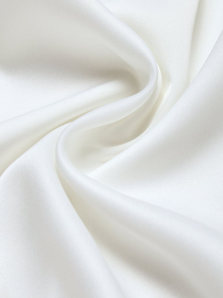 Weißes 30er Satin-Meerjungfrauenkleid mit Puffärmel und Schleife