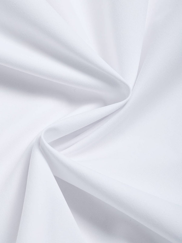 Weißes 50er Kleid mit Spitzen-Chelsea-Kragen und Schleife