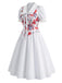 50er Set mit Blumenkorsett & weißem Schleifenkleid