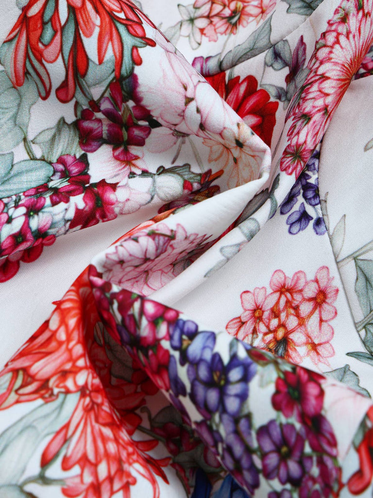 50er Set mit Blumenkorsett & weißem Schleifenkleid