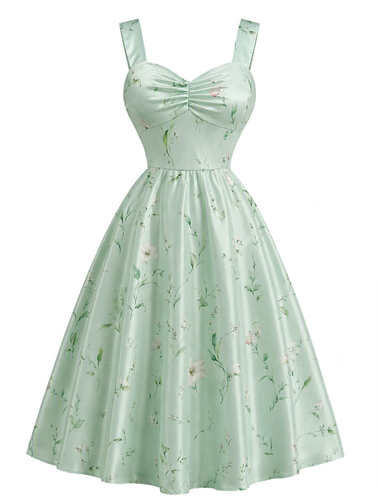 40er Set mit Bolerojacke und Satin-Blumenkleid mit Herzausschnitt