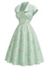 40er Set mit Bolerojacke und Satin-Blumenkleid mit Herzausschnitt