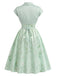 40er Set mit Bolerojacke und Satin-Blumenkleid mit Herzausschnitt