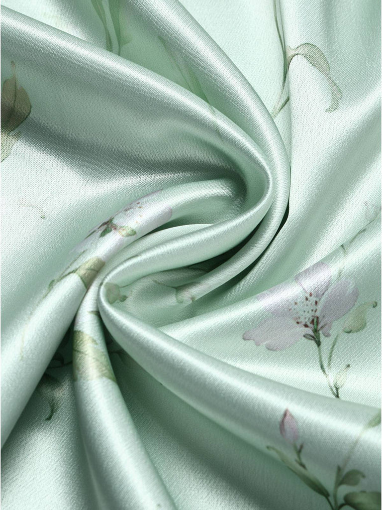 40er Set mit Bolerojacke und Satin-Blumenkleid mit Herzausschnitt