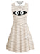 60er ärmelloses Kleid mit Mumien-Print und Peter-Pan-Kragen