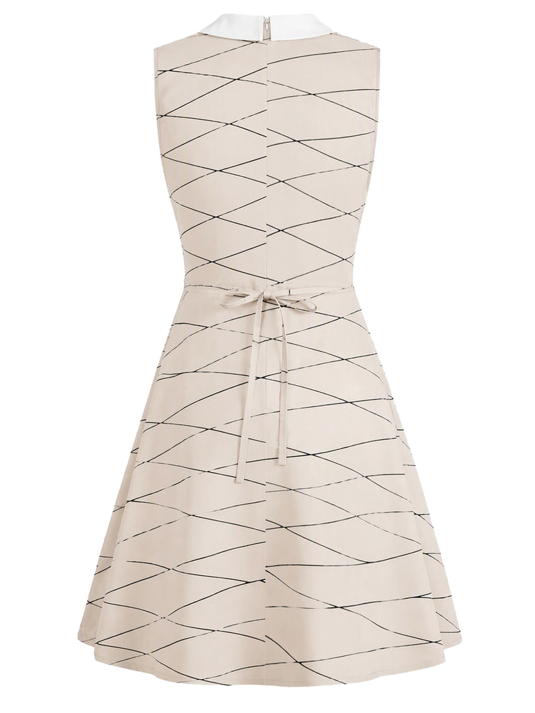 60er ärmelloses Kleid mit Mumien-Print und Peter-Pan-Kragen