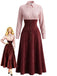 30er Shirtkleid mit Streifen und Wildleder-Patchwork