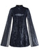 30er Paillettenkleid mit Stehkragen und Glockenärmeln