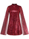 30er Paillettenkleid mit Stehkragen und Glockenärmeln