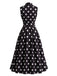 50er Ärmelloses Kleid mit Polka-Dots und Schleife