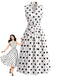 50er Ärmelloses Kleid mit Polka-Dots und Schleife