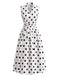 50er Ärmelloses Kleid mit Polka-Dots und Schleife