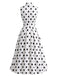 50er Ärmelloses Kleid mit Polka-Dots und Schleife