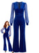 40er Samt-Jumpsuit mit transparenten Ärmeln und ausgestelltem Bein