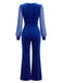 40er Samt-Jumpsuit mit transparenten Ärmeln und ausgestelltem Bein