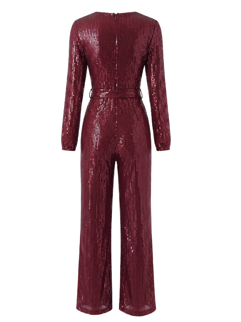 30er Jumpsuit mit Pailletten und langen Ärmeln