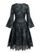 50er Gothic Halloween Skelett-Kleid mit Glockenärmeln