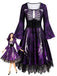50er Gothic Halloween Skelett-Kleid mit Glockenärmeln