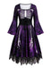 50er Gothic Halloween Skelett-Kleid mit Glockenärmeln