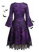 50er Gothic Halloween Skelett-Kleid mit Glockenärmeln