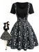 50er Pilz-Gothic-Kleid mit V-Ausschnitt und Fake-Zweiteiler