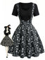 50er Gothic-Kleid mit V-Ausschnitt und Fake-Zweiteiler
