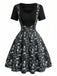 50er Pilz-Gothic-Kleid mit V-Ausschnitt und Fake-Zweiteiler