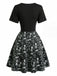 50er Pilz-Gothic-Kleid mit V-Ausschnitt und Fake-Zweiteiler