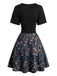 50er Pilz-Gothic-Kleid mit V-Ausschnitt und Fake-Zweiteiler