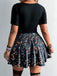 50er Pilz-Gothic-Kleid mit V-Ausschnitt und Fake-Zweiteiler