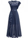 30er asymmetrisches Party-Maxikleid mit Blumenspitze und Rüschen