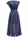30er asymmetrisches Party-Maxikleid mit Blumenspitze und Rüschen