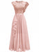30er asymmetrisches Party-Maxikleid mit Blumenspitze und Rüschen