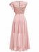 30er asymmetrisches Party-Maxikleid mit Blumenspitze und Rüschen