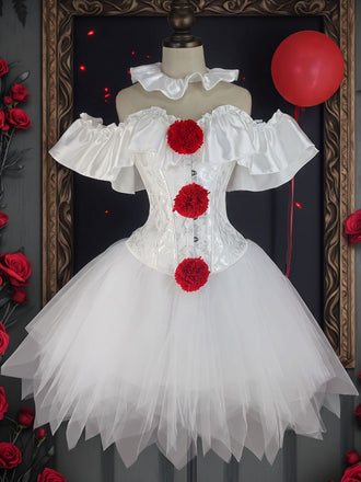 50er Clown-Set mit Carmen-Korsett und Rock
