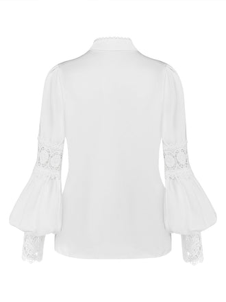 50er Bluse mit Spitze und Ballonärmeln
