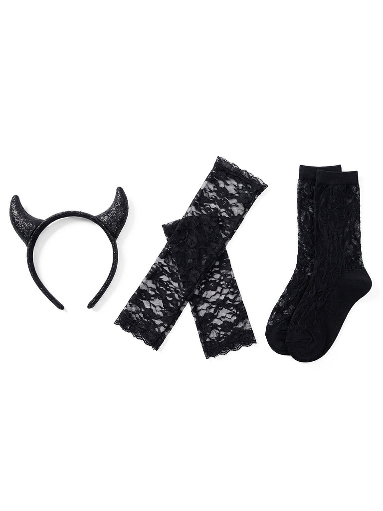 Schwarzes Halloween Accessoire-Set mit Fledermausflügeln